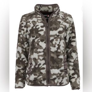 Canada Weather Gear Women's Full‎ Zip Printed Sherpa Jacket Black Gray large